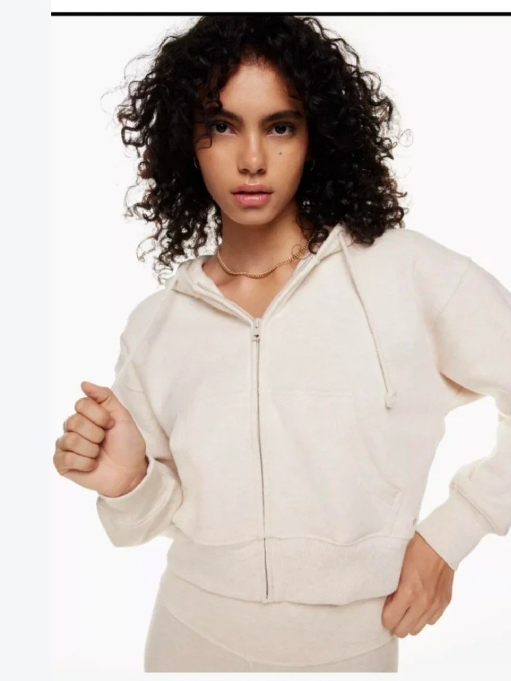 Aritzia NWT Cream Zip-Up Boxy Hoodie